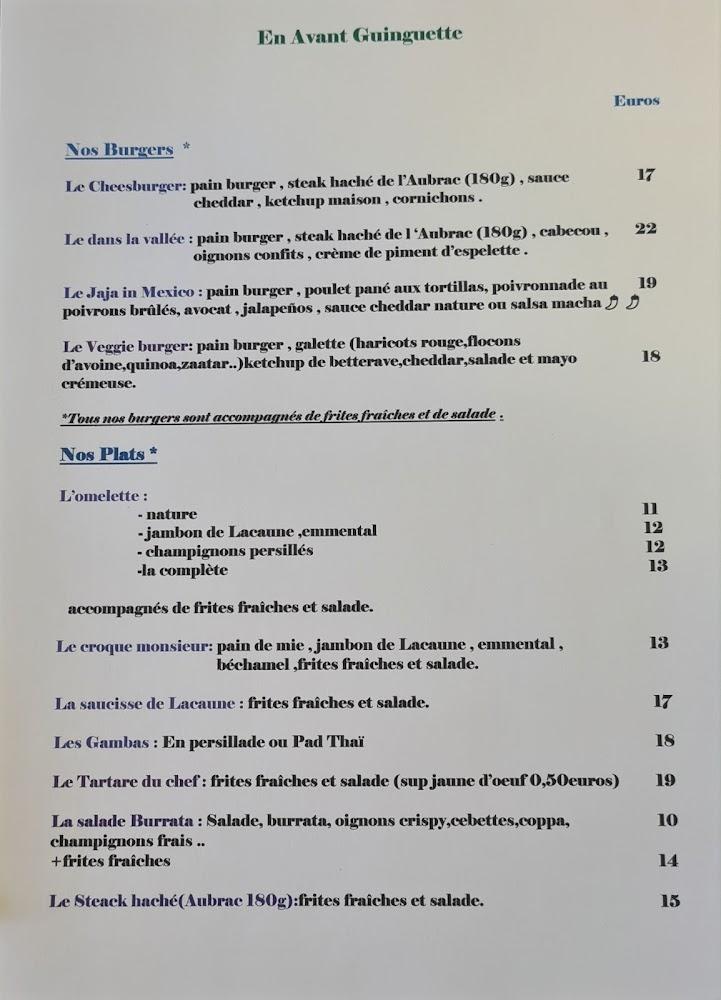 En avant Guinguette - Poujol-sur-Orb - Menu Image 1